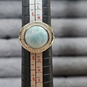 11. 925 Sterling Silver AAA CZ Larimar Ring Sz 7